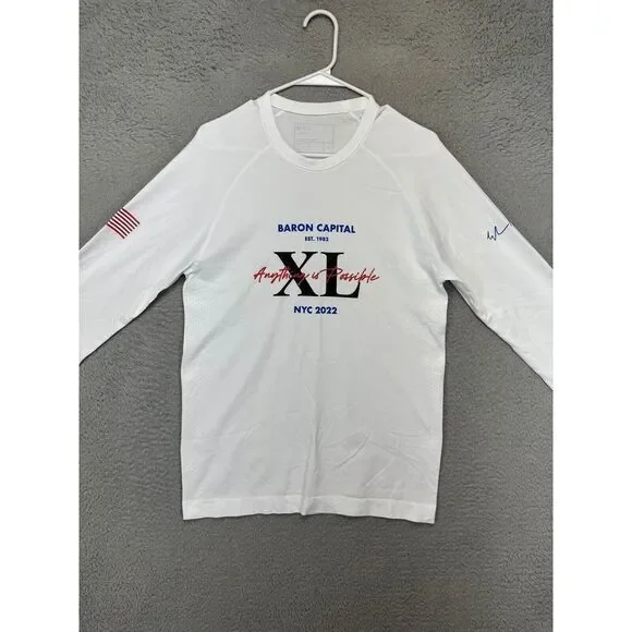 Figs Shirt Adult Medium White Seamless Crew Neck Tee Long Sleeve T-Shirt Mens